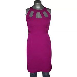 Elie Tahari Magenta Silk Halter Sheath dress Knee Length Sz 4